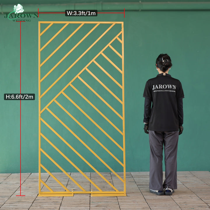 Gold Paint Rectangle with Diagonal Stripes Stand