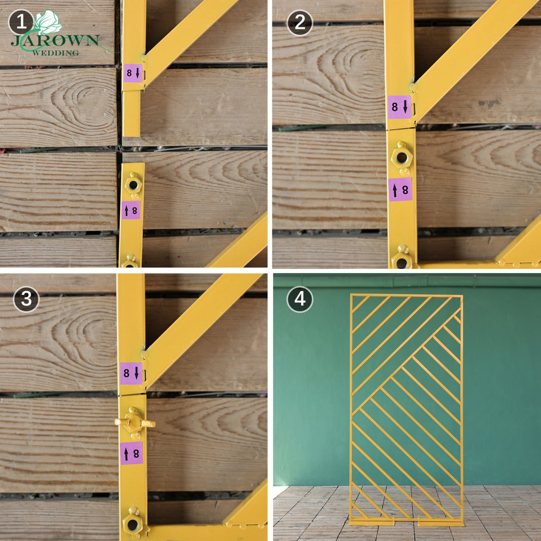 Gold Paint Rectangle with Diagonal Stripes Stand