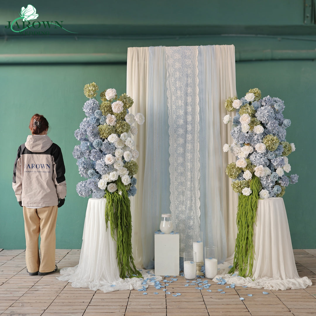 Backdrop Flowers in Blue/Green/White