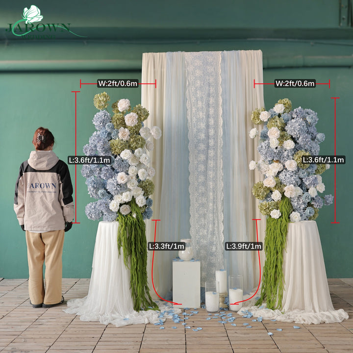 Backdrop Flowers in Blue/Green/White