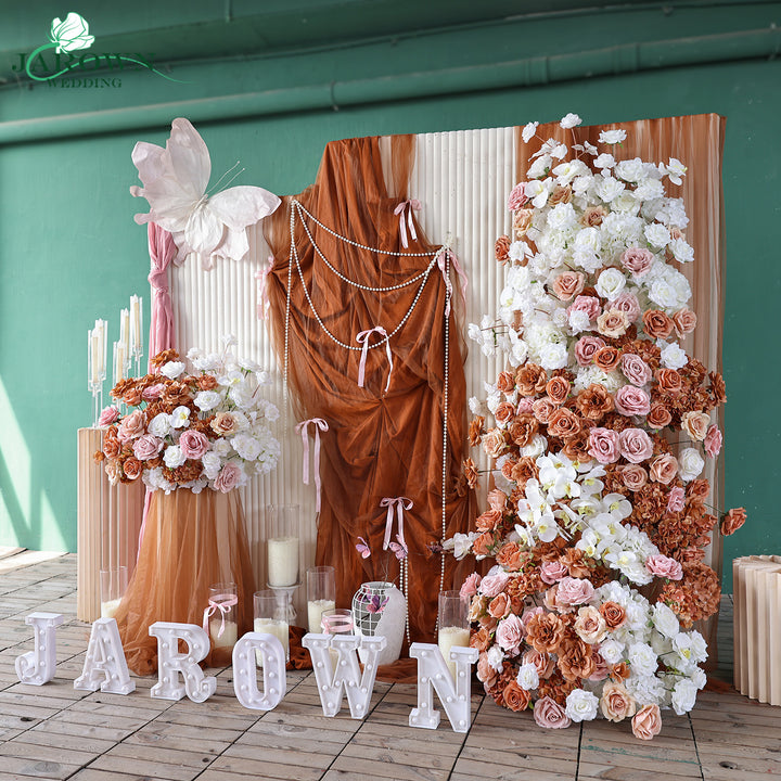 Aisle & Backdrop Flower in Brown/White/Pink