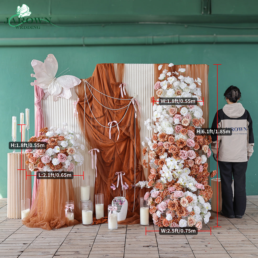 Aisle & Backdrop Flower in Brown/White/Pink