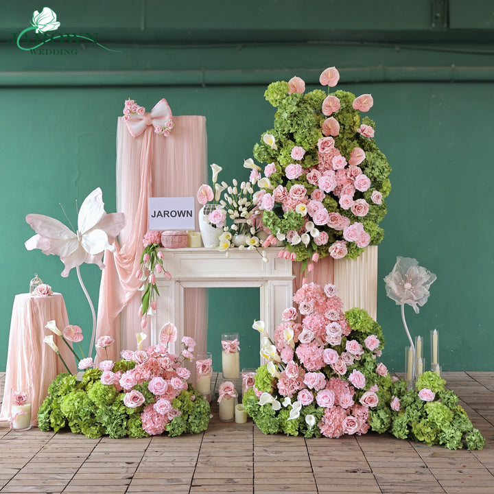 Aisle & Backdrop Flower in Green/Pink
