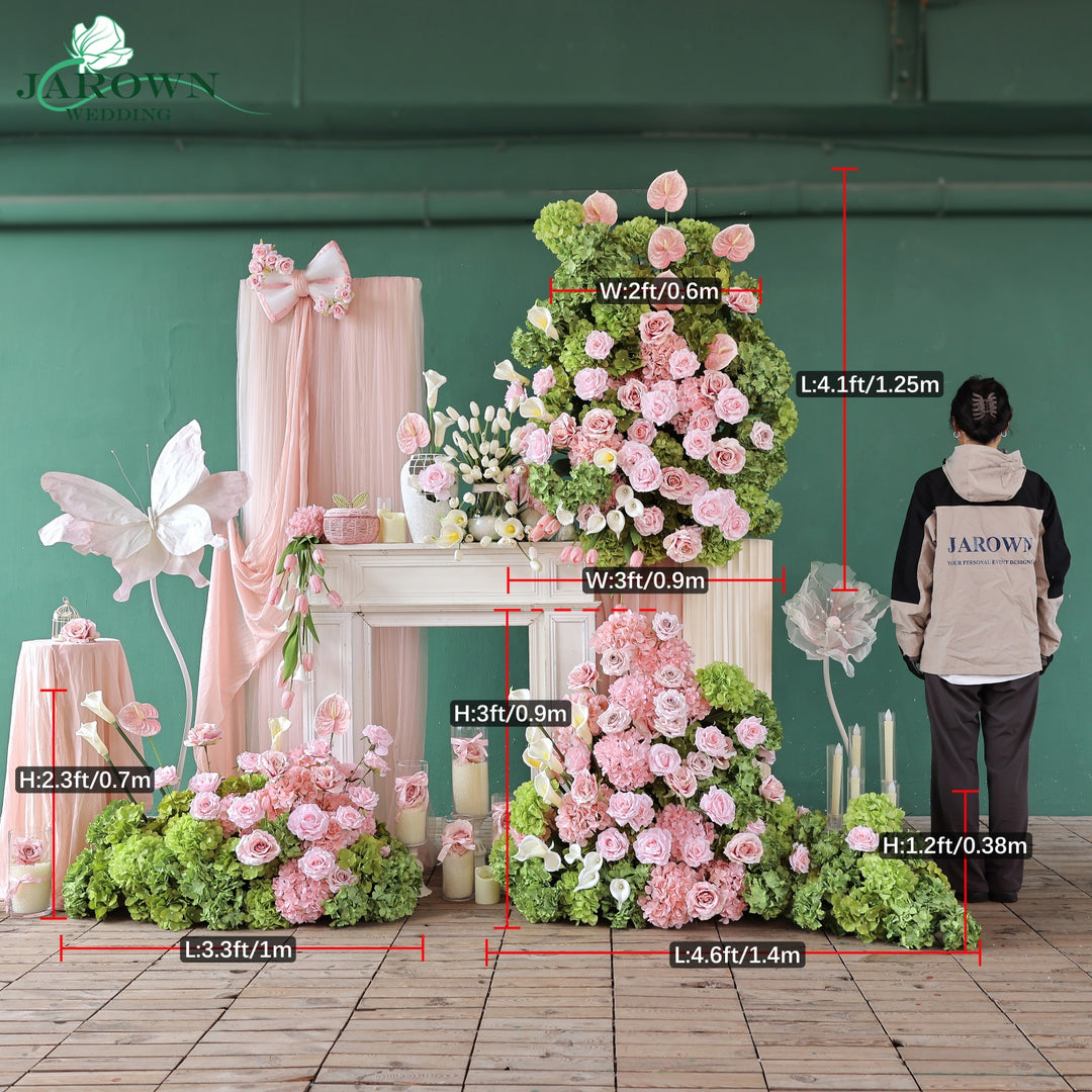 Aisle & Backdrop Flower in Green/Pink