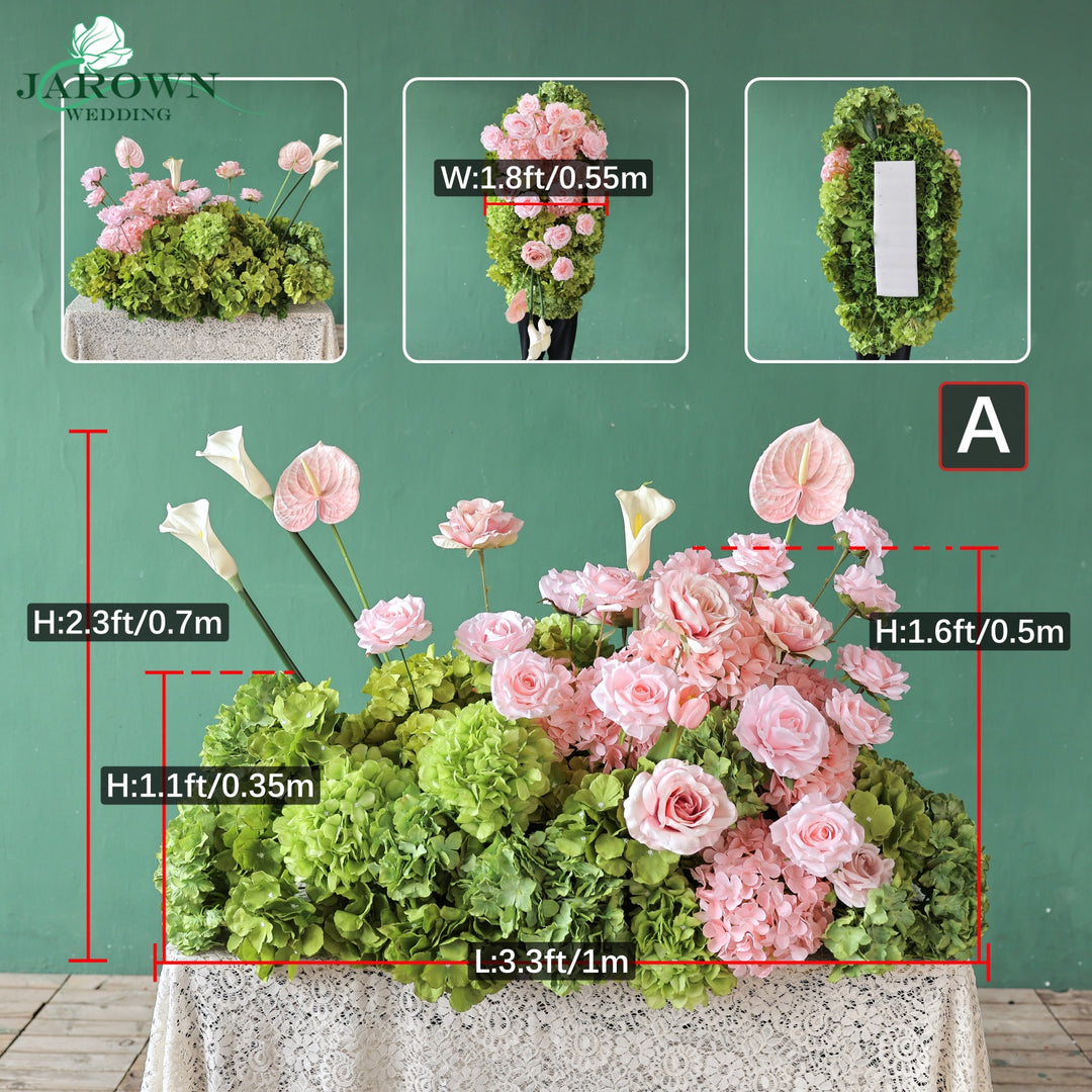 Aisle & Backdrop Flower in Green/Pink