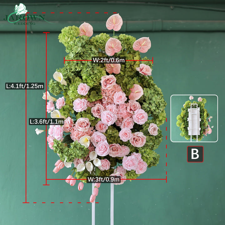 Aisle & Backdrop Flower in Green/Pink