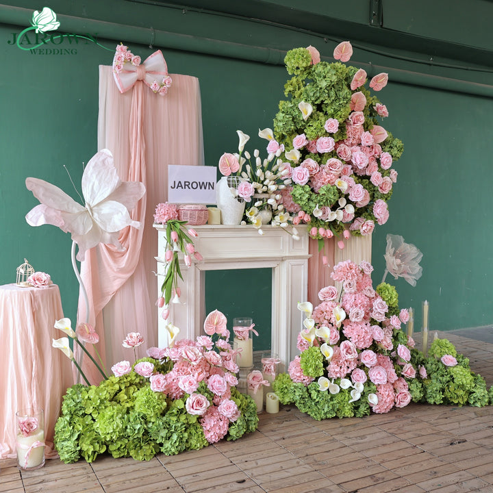 Aisle & Backdrop Flower in Green/Pink