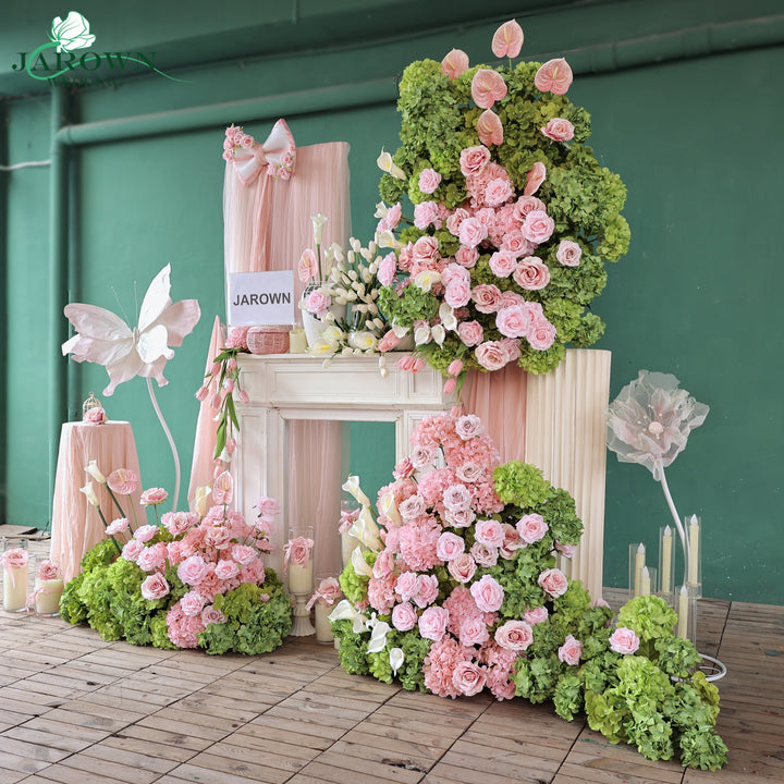 Aisle & Backdrop Flower in Green/Pink