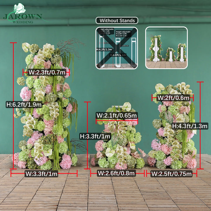 Aisle & Backdrop Flower in Green/Pink