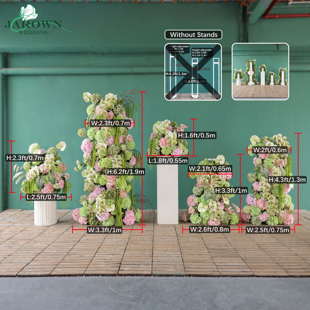 Aisle & Backdrop Flower in Green/Pink