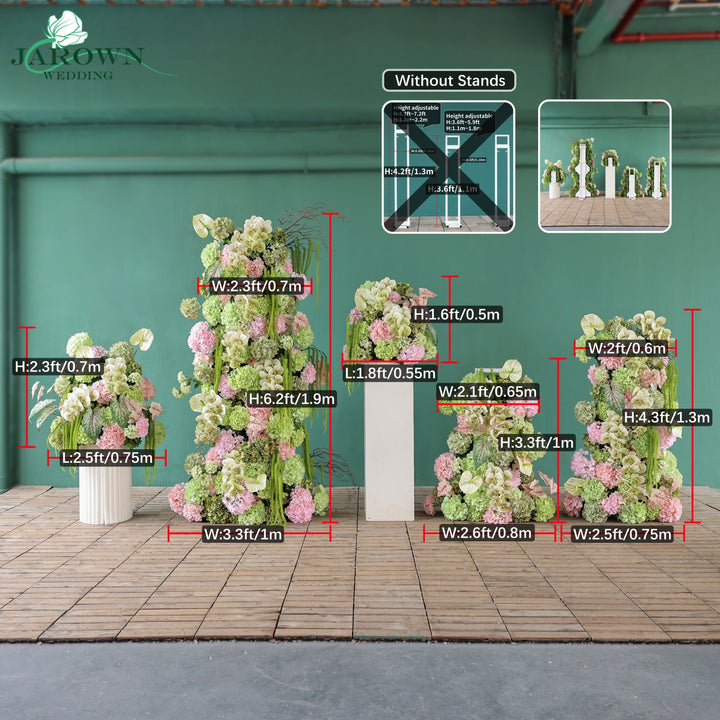 Aisle & Backdrop Flower in Green/Pink