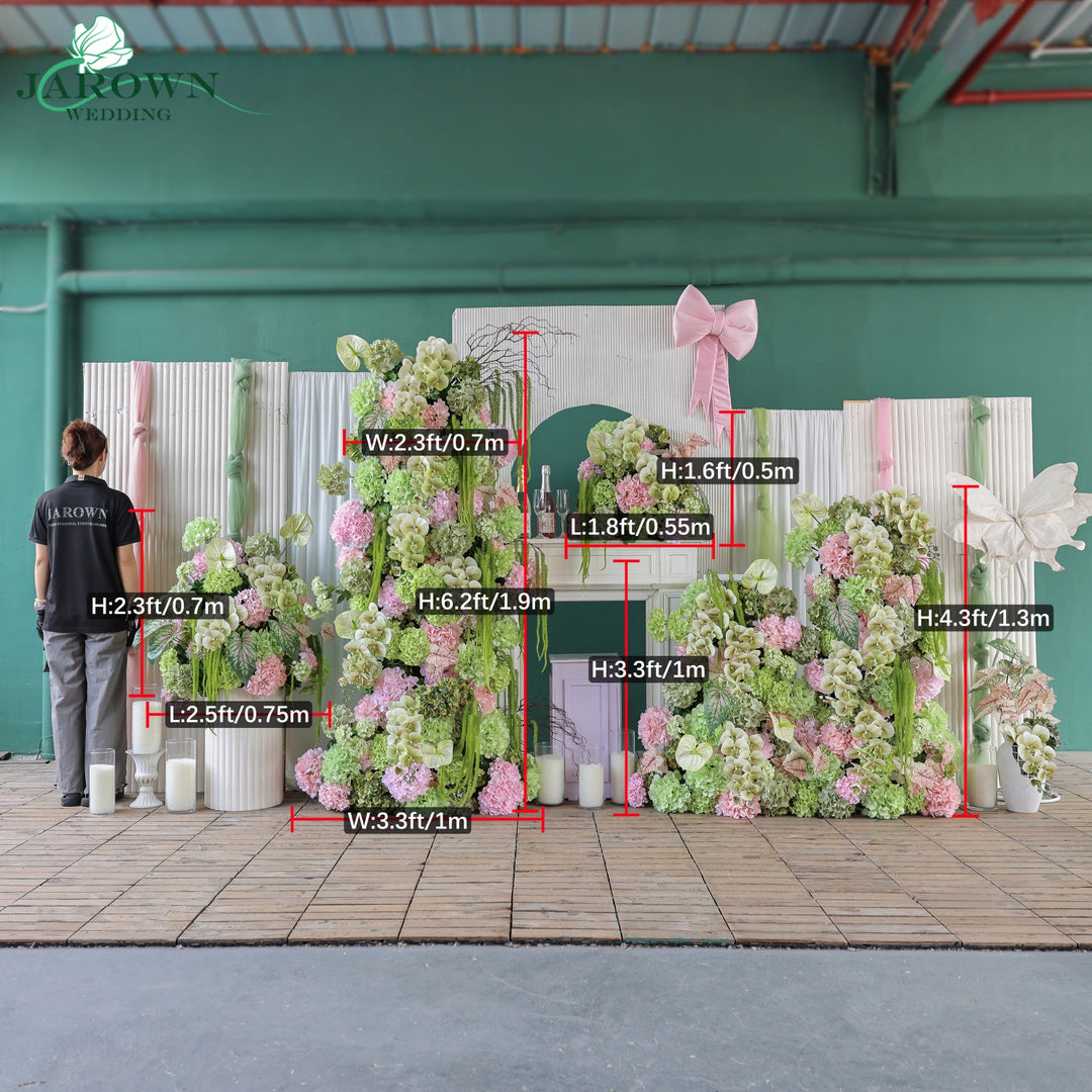 Aisle & Backdrop Flower in Green/Pink