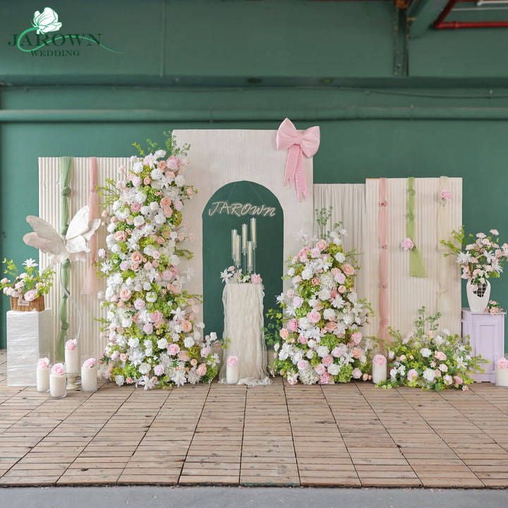 Aisle & Backdrop Flower in Green/White/Pink