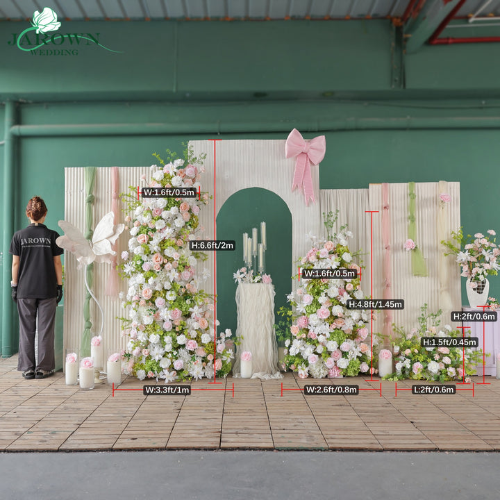 Aisle & Backdrop Flower in Green/White/Pink