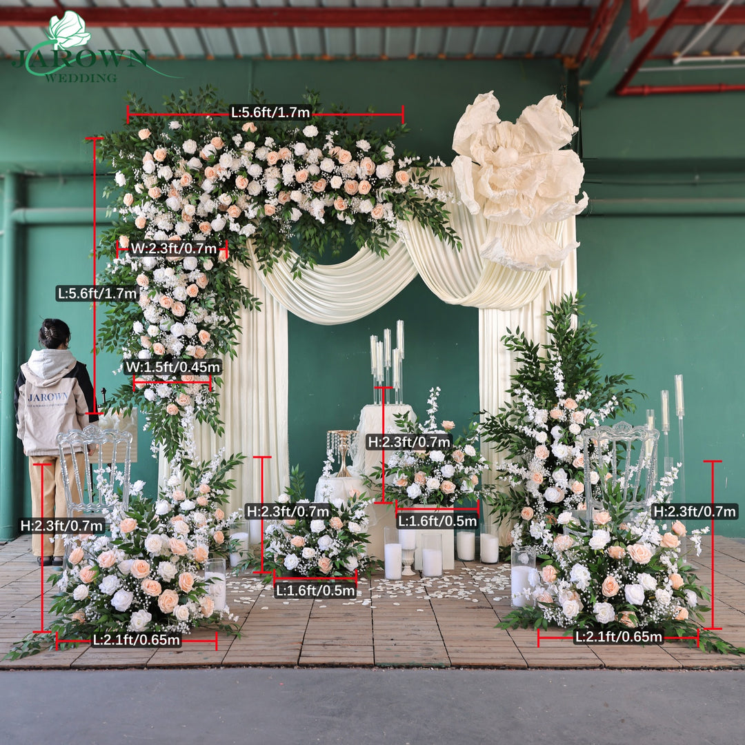 Aisle & Backdrop Flower in White/Green/Champagne