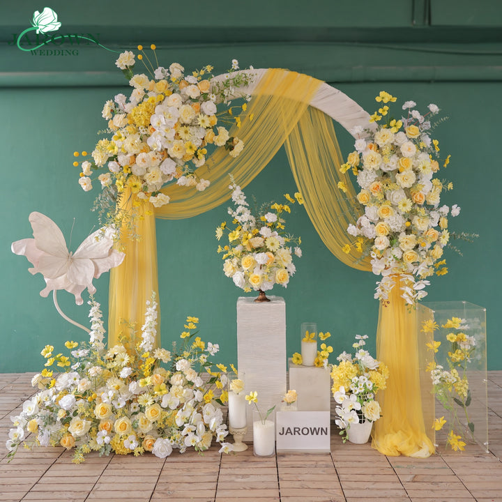 Aisle & Centerpiece & Backdrop Flower in Yellow/White