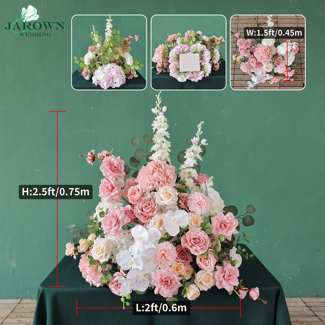 Aisle & Centerpiece & Open-Ended Flower Arch in Pink/White/Green