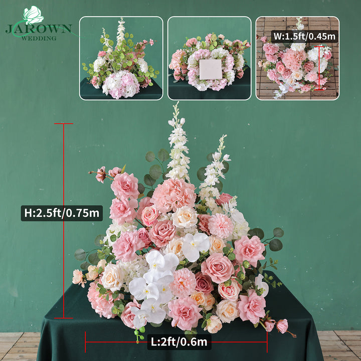 Aisle & Centerpiece & Open-Ended Flower Arch in Pink/White/Green