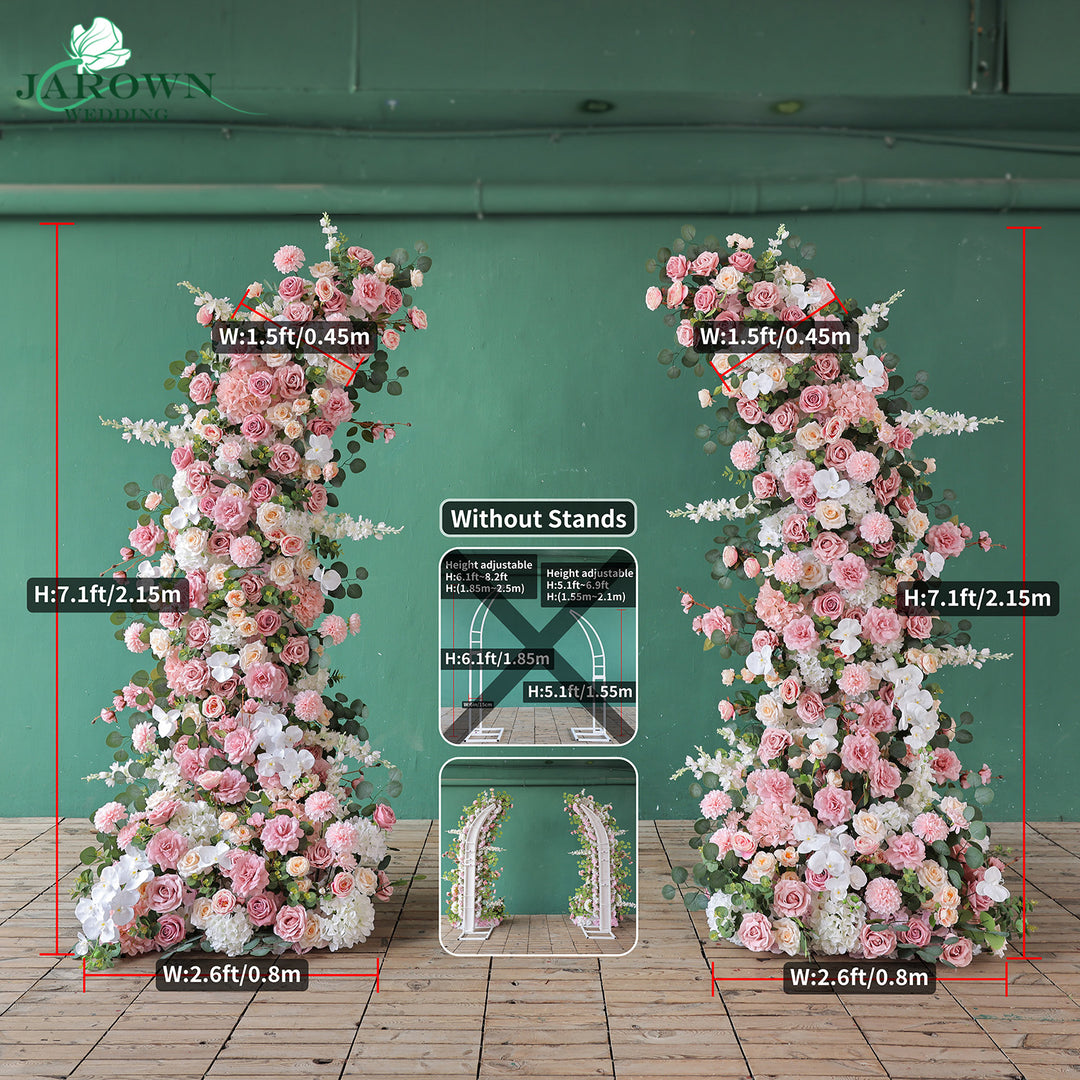 Aisle & Centerpiece & Open-Ended Flower Arch in Pink/White/Green