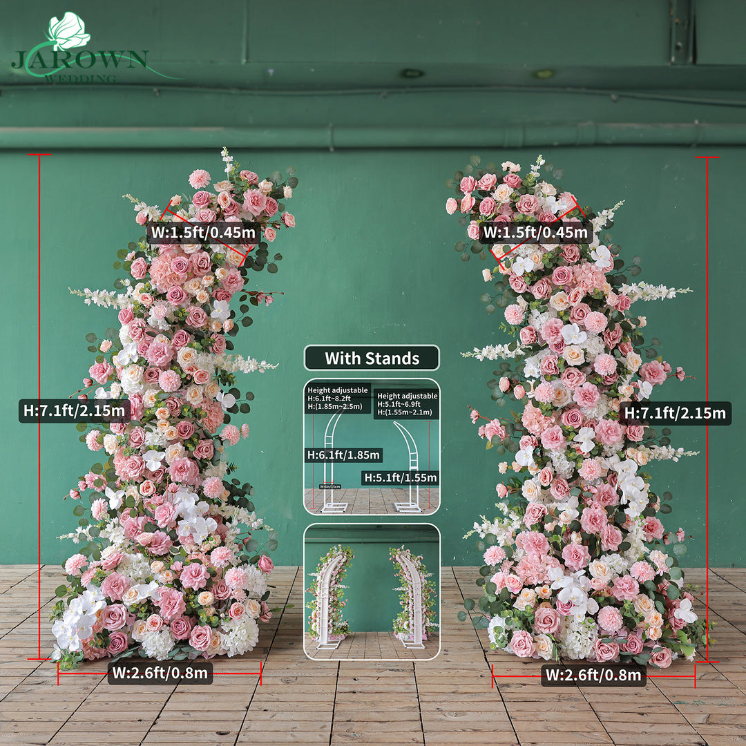 Aisle & Centerpiece & Open-Ended Flower Arch in Pink/White/Green