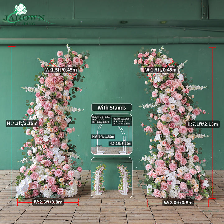 Aisle & Centerpiece & Open-Ended Flower Arch in Pink/White/Green