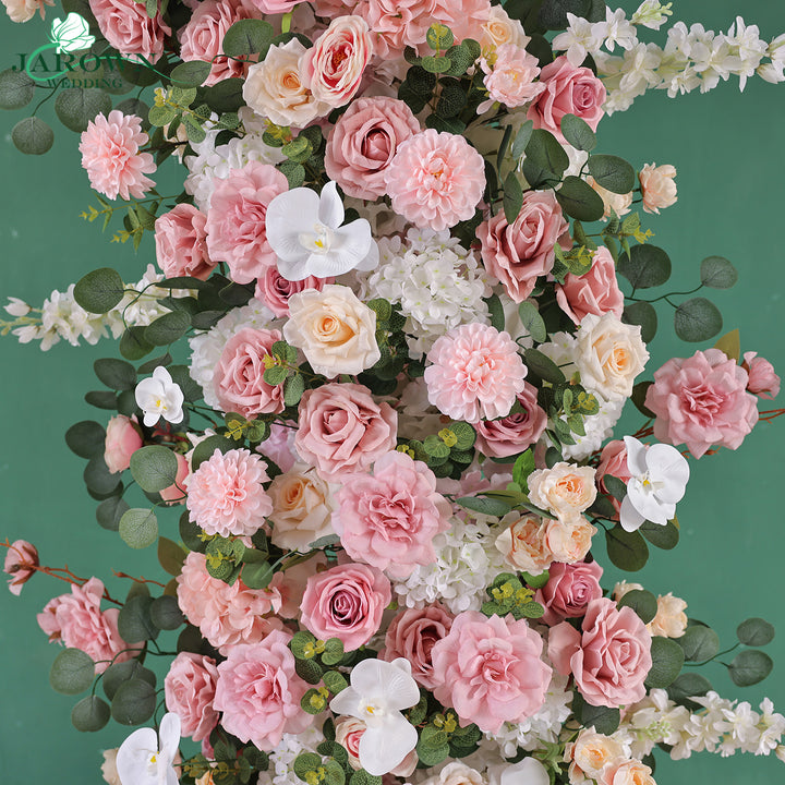 Aisle & Centerpiece & Open-Ended Flower Arch in Pink/White/Green