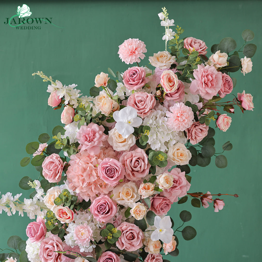 Aisle & Centerpiece & Open-Ended Flower Arch in Pink/White/Green