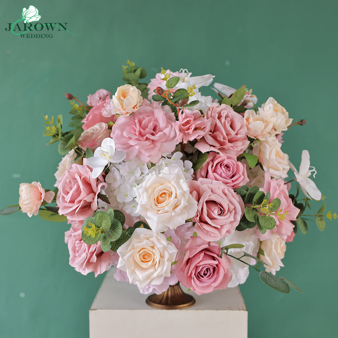 Aisle & Centerpiece & Open-Ended Flower Arch in Pink/White/Green