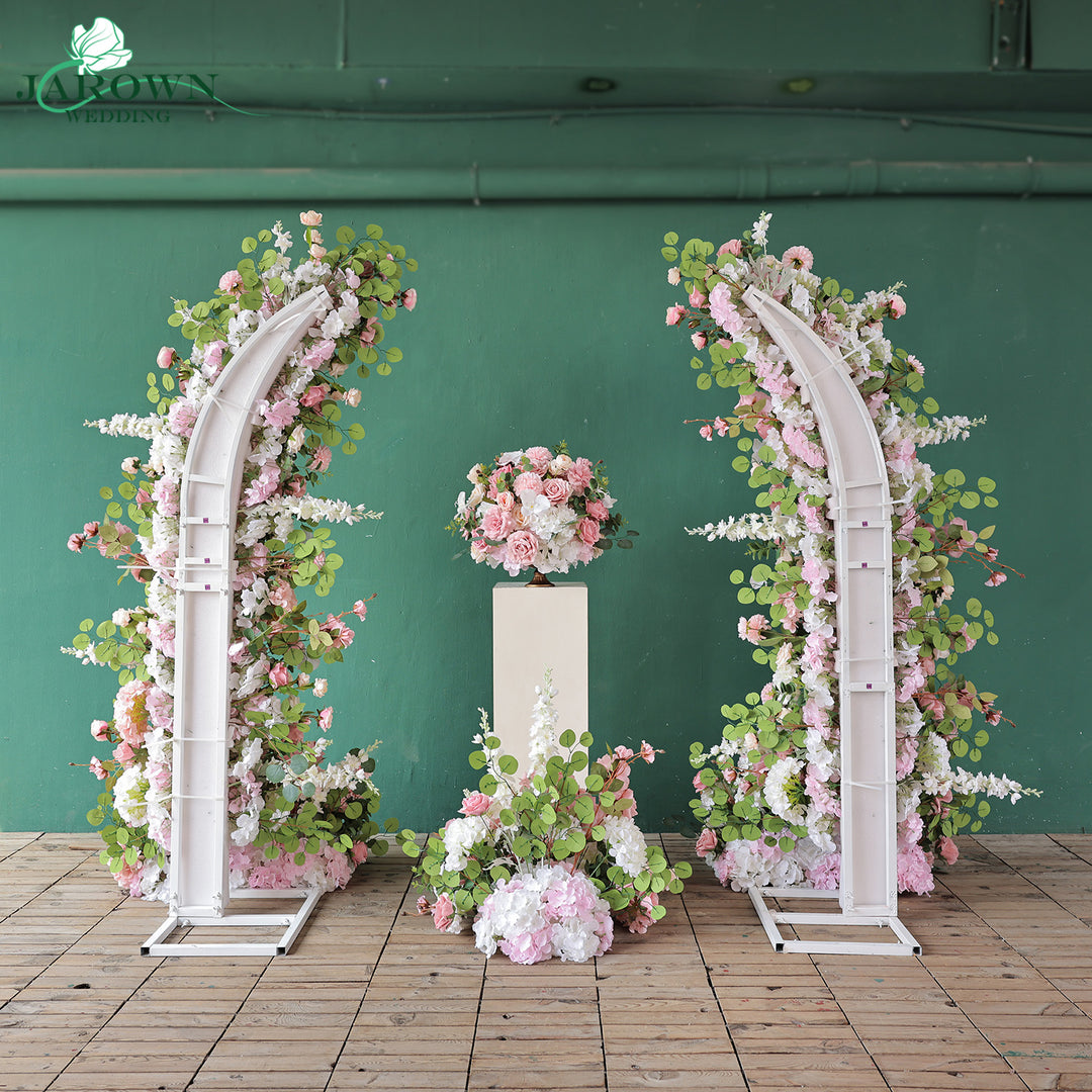Aisle & Centerpiece & Open-Ended Flower Arch in Pink/White/Green
