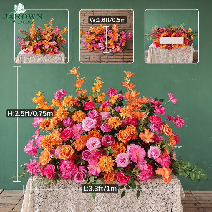 Aisle & Double-Sided Round Flower Arch in Orange/Pink/Green