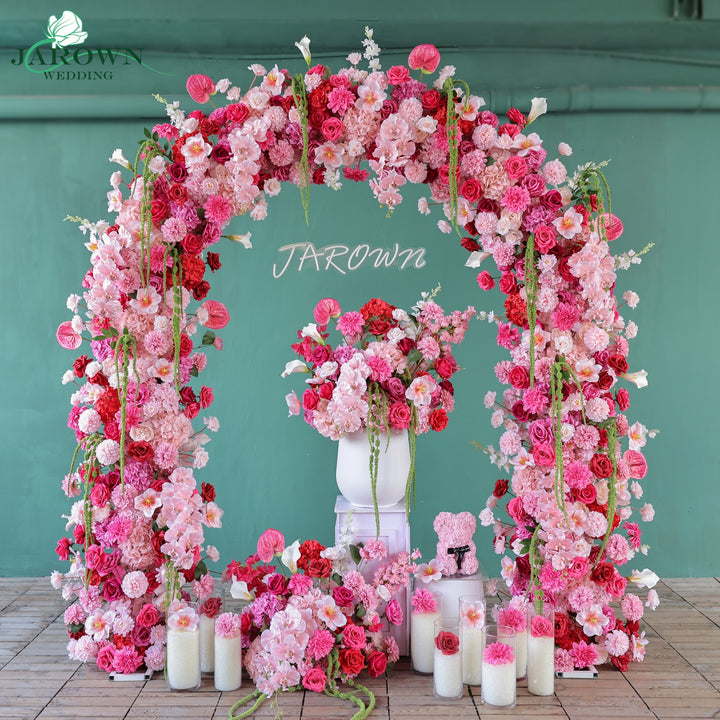 Arch Aisle Flowers in Blush/Red/Green