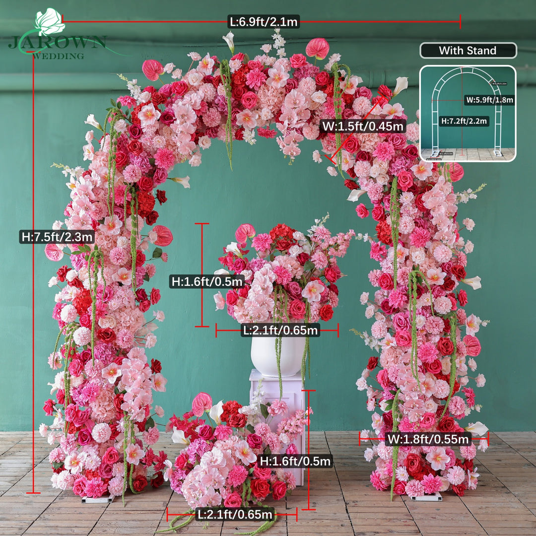 Arch Aisle Flowers in Blush/Red/Green