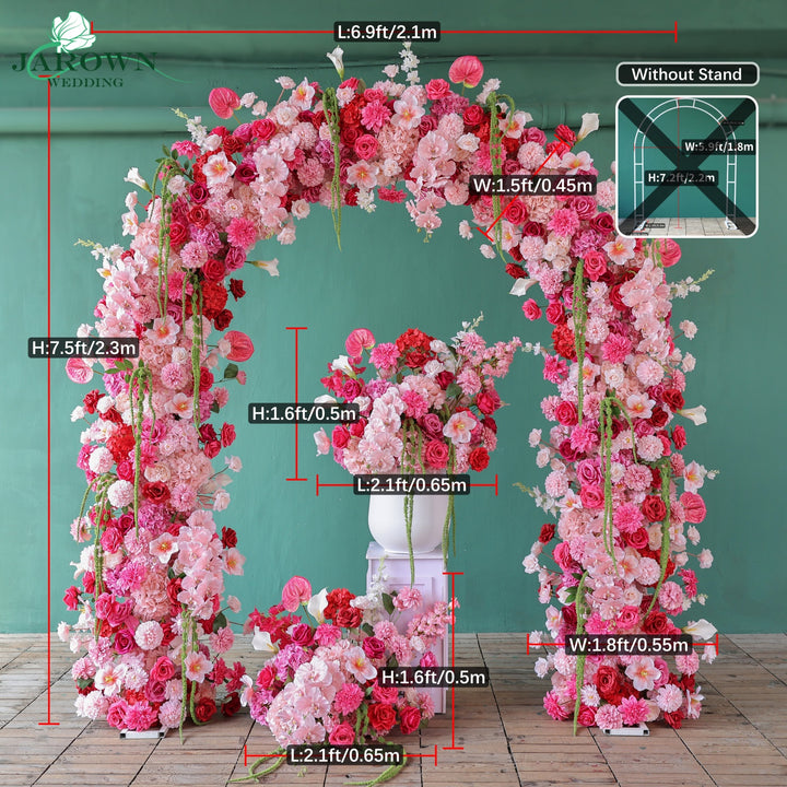 Arch Aisle Flowers in Blush/Red/Green