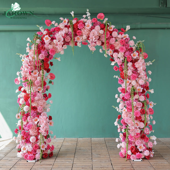 Arch Aisle Flowers in Blush/Red/Green
