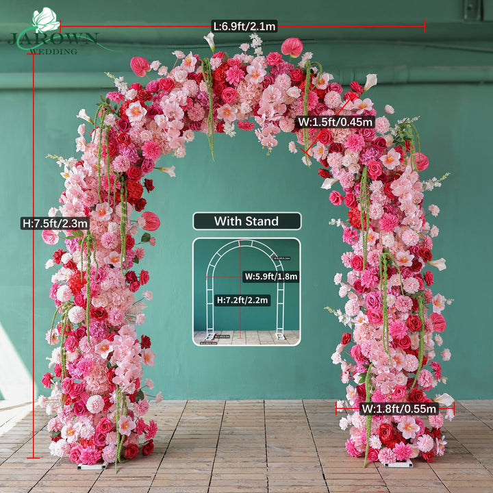 Arch Aisle Flowers in Blush/Red/Green