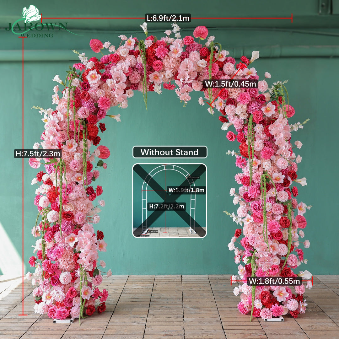 Arch Aisle Flowers in Blush/Red/Green