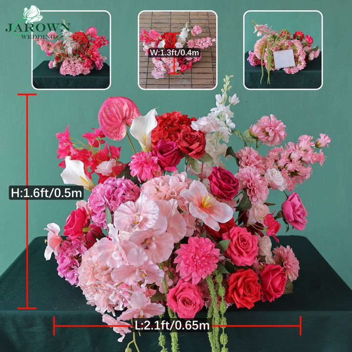 Arch Aisle Flowers in Blush/Red/Green
