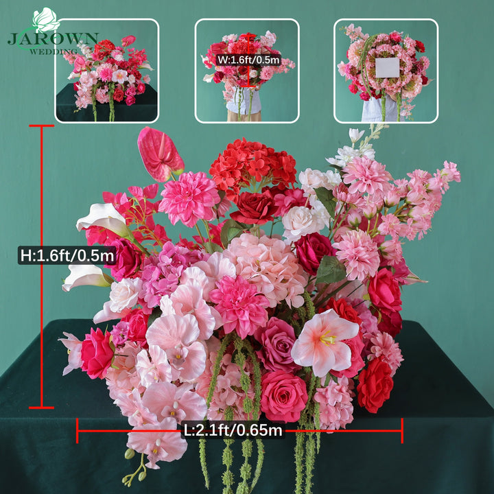 Arch Aisle Flowers in Blush/Red/Green