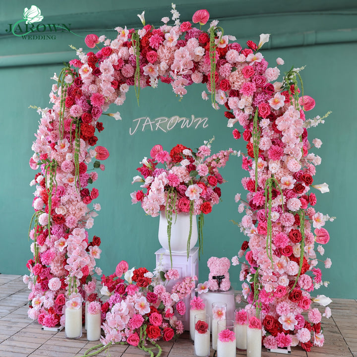 Arch Aisle Flowers in Blush/Red/Green