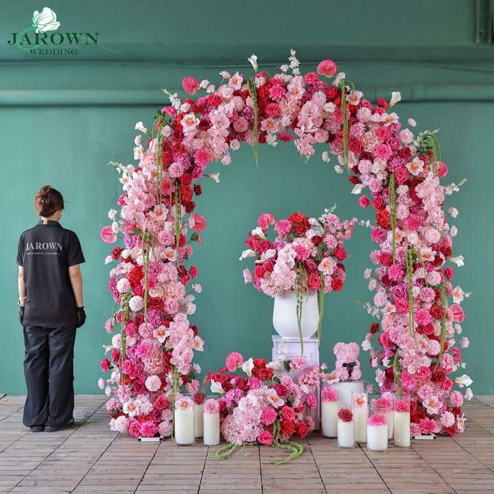 Arch Aisle Flowers in Blush/Red/Green