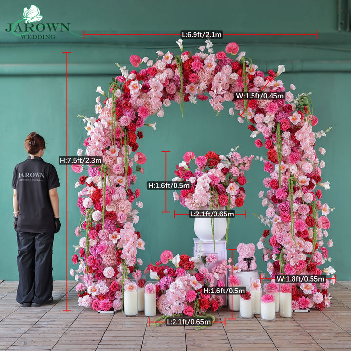 Arch Aisle Flowers in Blush/Red/Green
