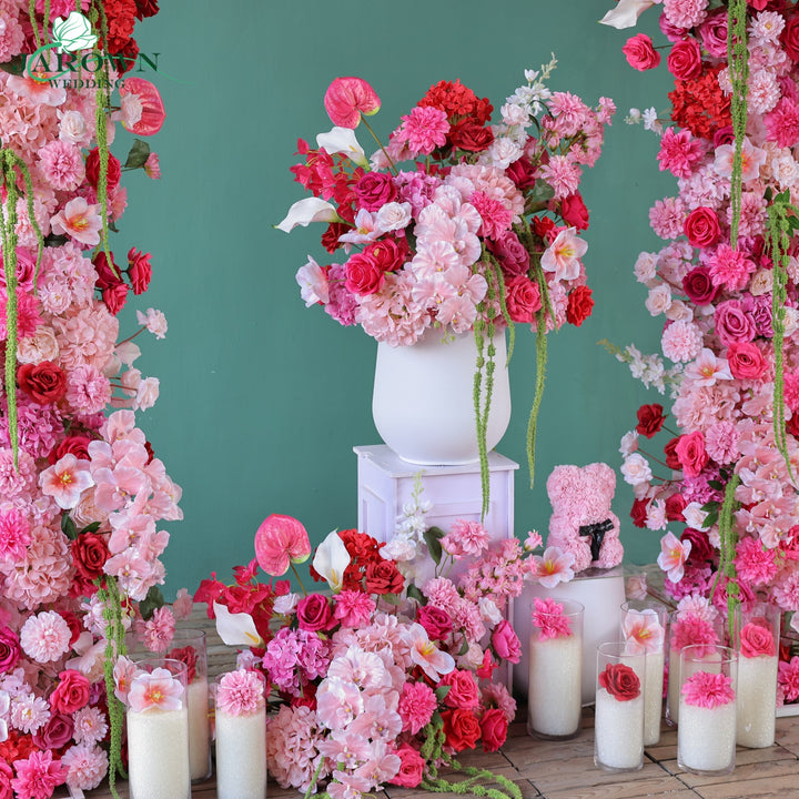 Arch Aisle Flowers in Blush/Red/Green