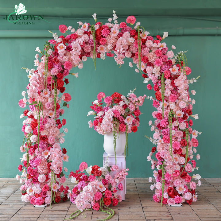 Arch Aisle Flowers in Blush/Red/Green