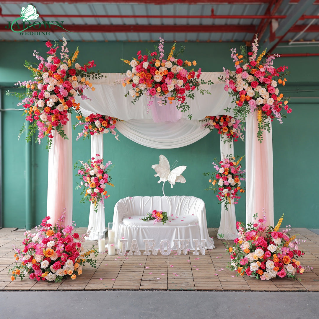 Backdrop Flower & Aisle in Pink/Orange/Champagne