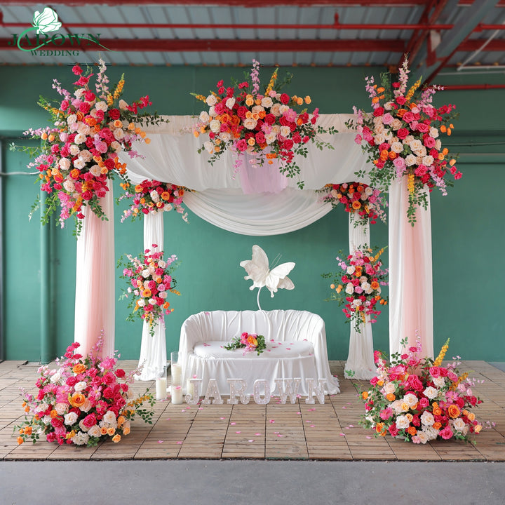 Backdrop Flower & Aisle in Pink/Orange/Champagne