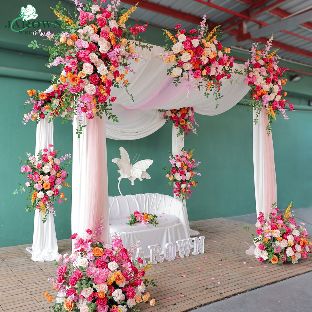Backdrop Flower & Aisle in Pink/Orange/Champagne