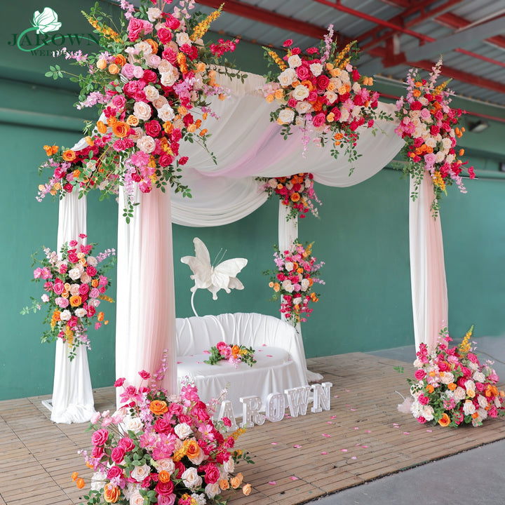 Backdrop Flower & Aisle in Pink/Orange/Champagne