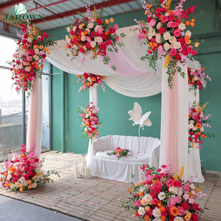 Backdrop Flower & Aisle in Pink/Orange/Champagne
