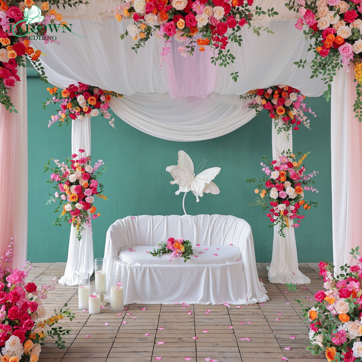 Backdrop Flower & Aisle in Pink/Orange/Champagne