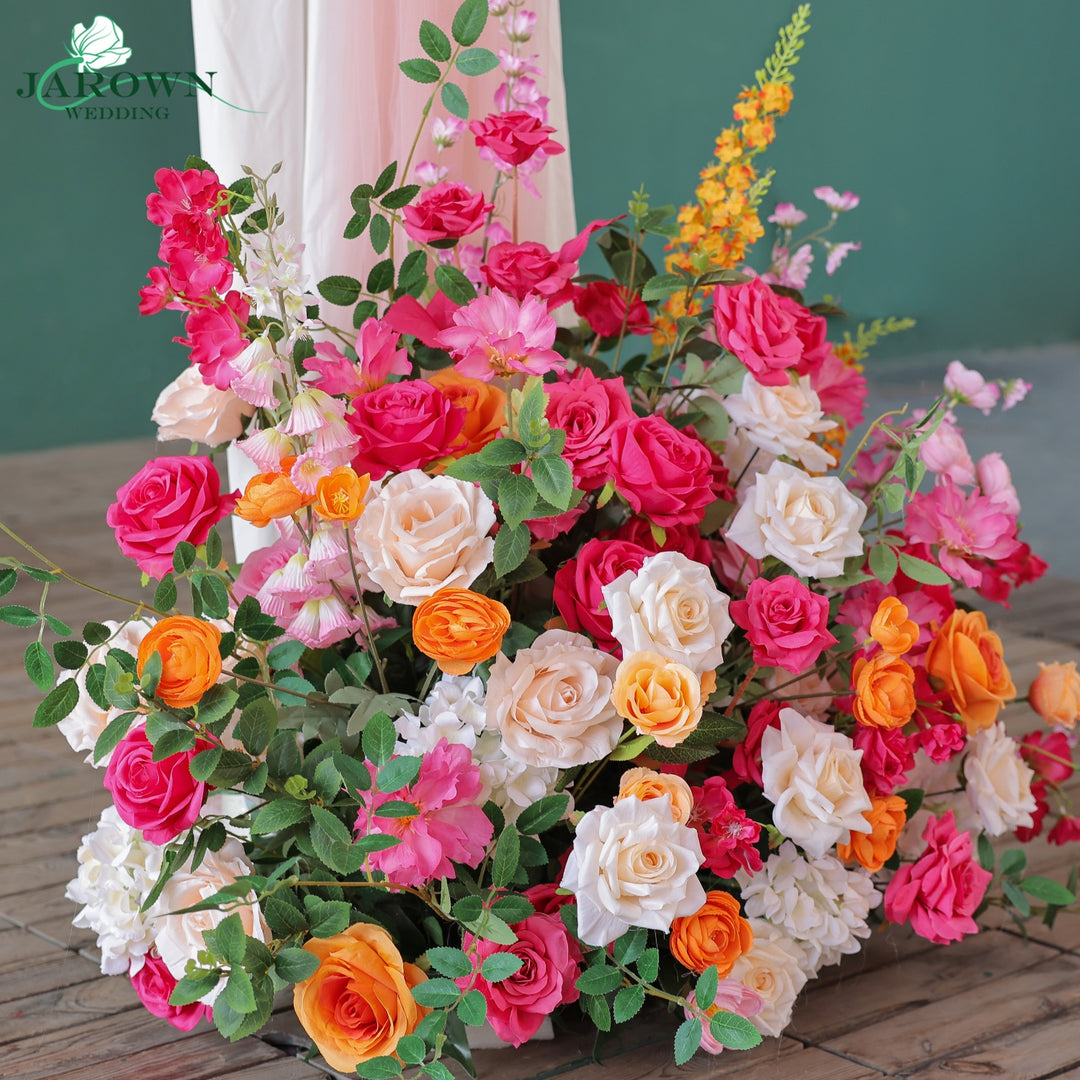 Backdrop Flower & Aisle in Pink/Orange/Champagne